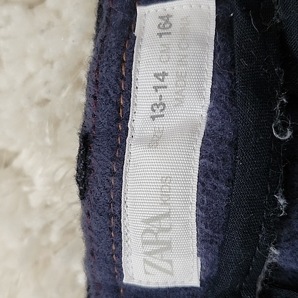 Zara herringbone pant size 13/14 navy blue (kb1) - Picture 7 of 8